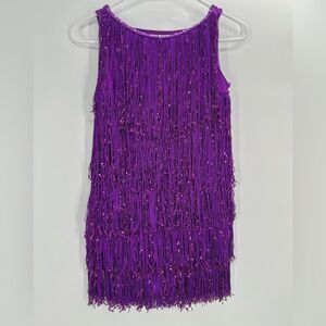 Weissman Dance Purple Fringe Unitard Sparky Flapper Costume Adult Size MA 8/10